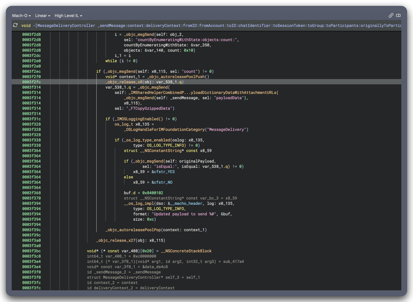 Binary Ninja HLIL recombining stored rich-link payload data and local attachment URLs